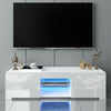 Modern TV Unit Cabinet Stand Matt Body & High Gloss Doors LED Light Livingroom