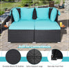 Outdoor Hand-Woven PE Wicker Daybed Sun Lounger Patio Loveseat Sofa Set w/Canopy