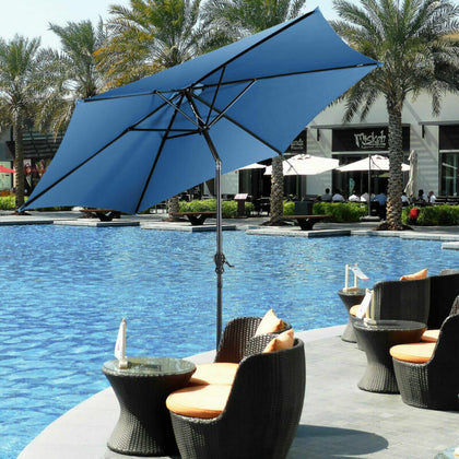 2.7 M Outdoor Patio Umbrella Garden Parasol Sun Shade Adjustable W/ Crank Handle