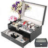 12 Grids Leather Watch Box Case Jewelry Collection Storage Holder Glass Display