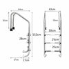 3-Step Stainless Pool Ladder Heavy Duty Steel Ladder for In Ground Pool Non-slip