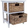 2 WICKER DRAWERS CHEST UNIT BEDSIDE TABLE BATHROOM STORAGE WOODEN BASKET HOME