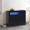 LED Sideboard Cabinet Storage 2 Doors Cupboard Buffet High Gloss Front Black