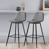 Pair Grey Diamond Bar Stools Faux Leather PU Padded 75 cm Seat Chair Kitchen
