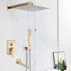 Concealed Shower Mixer Taps Square 30cmHead Spray Rail Bathroom Set Brushed Gold