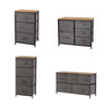 Fabric Chest of Drawers Storage Drawers Tower 4 Drawers Storage Wood Top Grey