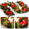 Pre-Lit Decorated Christmas Garland with Lights Red Ball Xmas Festival Tree 2.7M