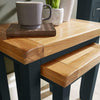 Modern Blue Painted Solid Wood Nest of 2 Side End Coffee Tables Living Room Set