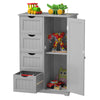 Bathroom Floor Cabinet Storage Cupboard Organizer W/Adjustable Shelf & 4 Drawers