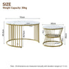 Nesting Coffee Table Set of 2 Marble Effect Side End Table for Living Room White