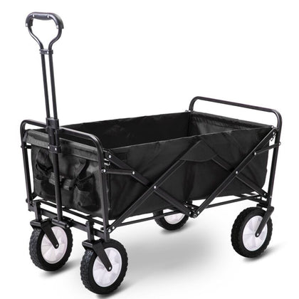 Heavy Duty Foldable Folding Garden Trolley Cart Wagon Truck 4 Wheels 150KG Black