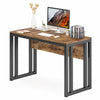 Tribesigns Computer Office Desk Rustic Brown+Black Working Table w/ Front Baffle