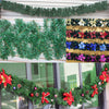 9ft Thick Christmas Garland XMAS Decorative Pre-Lit LED Lights Door Shop Wreath