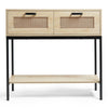 VonHaus Rattan Console Table w/ 2 Storage Drawers & Shelf | Entryway Hall Table