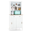 Kitchen Buffet Freestanding Kitchen Pantry Storage Cabinet w/ Hutch Sliding Door