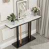 Rectangle Console Table Hall Marble Slate Accent Table with Large Pedestal Base