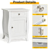 Bedside Table Wooden Nightstand Sofa Side Table w/Drawer & Door Cabinet Modern