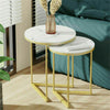 Elegant Minimalist Marble Nest of Table End Bedside Table with Sturdy Gold Frame