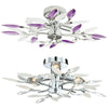 WILLOW LEAF DESIGN FLUSH FITTING 4 BULB ARM CEILING LIGHT CHANDELIER - CHROME