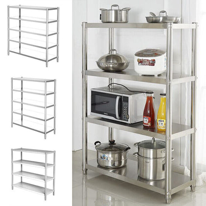 Stainless Steel 4/5 Tier Kitchen Storage Rack Commercial Garage Workshop Shelves