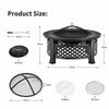 3 in 1 Round Fire Pit Set Outdoor Fireplace Log Burner Patio BBQ Grill Camping