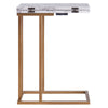 Extendable Side Sofa Table, End Table for Living Room, White Marble