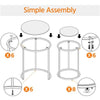 Round Nesting Table with Metal Frame, End Side Table w/ Tempered Glass Top, Gold
