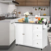 Rolling Kitchen Cart w/ 3 Drawers Kitchen Island w/ Towel Rack and Spice Rack