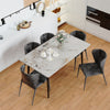 Rectangular Marble Dining Table 4-6 Seaters Black Metal Legs Kitchen Furniture