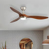 52" Oak Wood Effect Ceiling Fan With 3 Colors Light 6 Fan Speeds Timer w/Remote