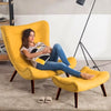 Upholstered Fabric Recliner Chair Lounge Sleeper Sofa Chair w/ Stool Living Room