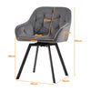 2 x Rotatable Dining Chairs Padded Velvet Seat Metal Legs Swivel Kitchen Modern