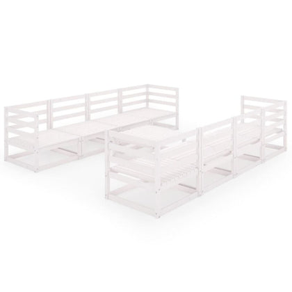 9 Piece Garden Set White Solid Pinewood Z3N6