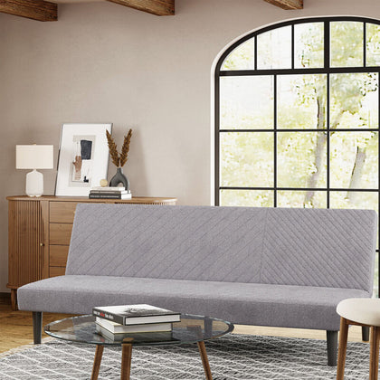 Fabric Sofa Bed 3 Seater Couch Click Clack Padded Recliner Oyster Chairs Sleeper