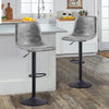 2x Faux leather Bar stools Gas lift Swivel Black Metal Base Kitchen Chairs Pub