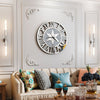 Round Diamond Wall Clock Crystal Crushed Sparkle Shining Silver Wall Mount Clock