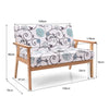 Wooden 2-Seater Loveseat Fabric Upholstered Lounge Arm Chair Sofa Chair Couch