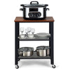 3 Tier Kitchen Serving Trolley Steel Frame Rolling Storage Cart Display Rack