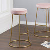2X Bar Stools Velvet Round Seat Kitchen Bar Pub Breakfast High Chair w/ Footrest