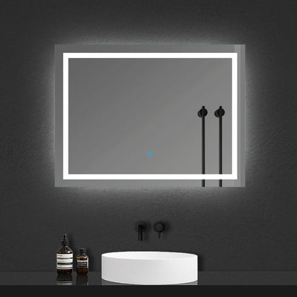 Illuminated Bathroom Mirror with LED Lights Demister Touch Sensor Wall Mounted