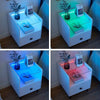 White LED Bedside Table Cabinet Nightstand Side End Table Glass Top 1 Drawer
