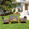 4Pcs Rattan Patio Garden Furniture Table Chairs Set Outdoor Furniture w/Cushions