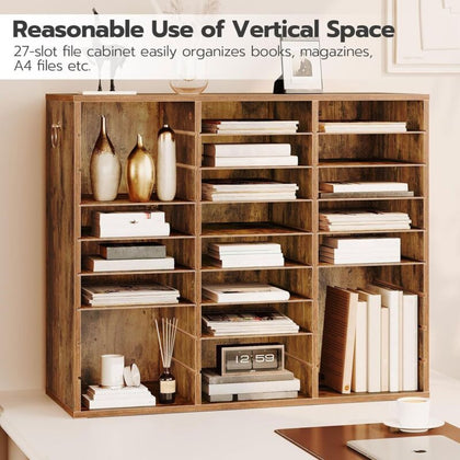 Wooden Literature Organizer 27-Slot File Organizer Classroom Mailbox