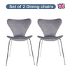 Dining Chairs Set of 2 Velvet Grey Padded Seat Chrome Legs Kitchen Home Office