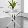 Round Tempered Glass Dining Table Morden Kitchen Table with Chromed Legs Chrome