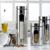 4Pc Stainless Steel Canister Set Tea Coffee Sugar Jars With Clear Window Storage