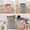 Woven Hamper Pompom Laundry Storage Basket Dirty Clothes Storage Basket