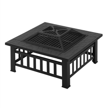3-in-1 Fire Pit BBQ Firepit Brazier Outdoor Garden Brazier Square Table Stove