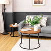 Set of 2 Round Nesting Coffee Table Compact Stacking Side Tables Space-saving