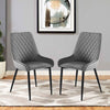 2x Ergonomic Grey Velvet Soft Padded Dining Chairs Set Metal legs Home Chair